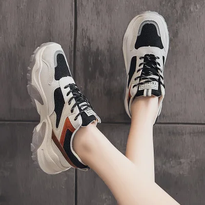

2021 new Korean version of the travel shoes personality color matching old shoes breathable mesh casual platform women's shoes