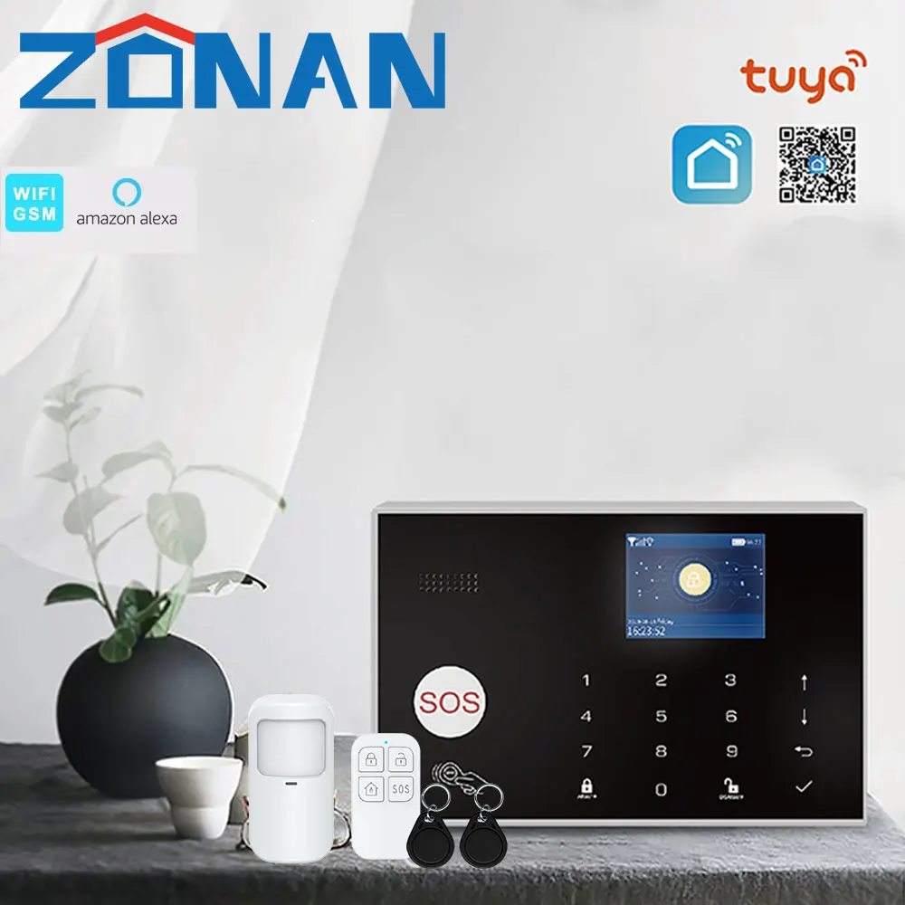 Система охранной сигнализации Tuya Gsm, домашняя охранная сигнализация с частотой 433 МГц, управлением приложениями и датчиком движения, комплект для беспроводной сигнализации на 11 языках - изображение