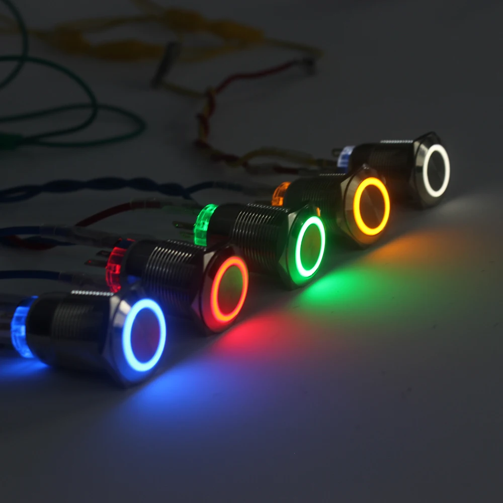 10 шт. 19 мм латунный кнопочный переключатель плоский круглый кольцевой светильник