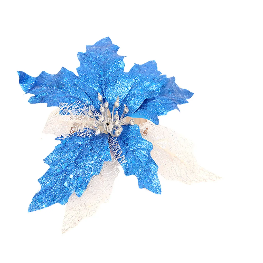 Полые золотые блестки искусственные цветы для украшения блестящие пуансеттия