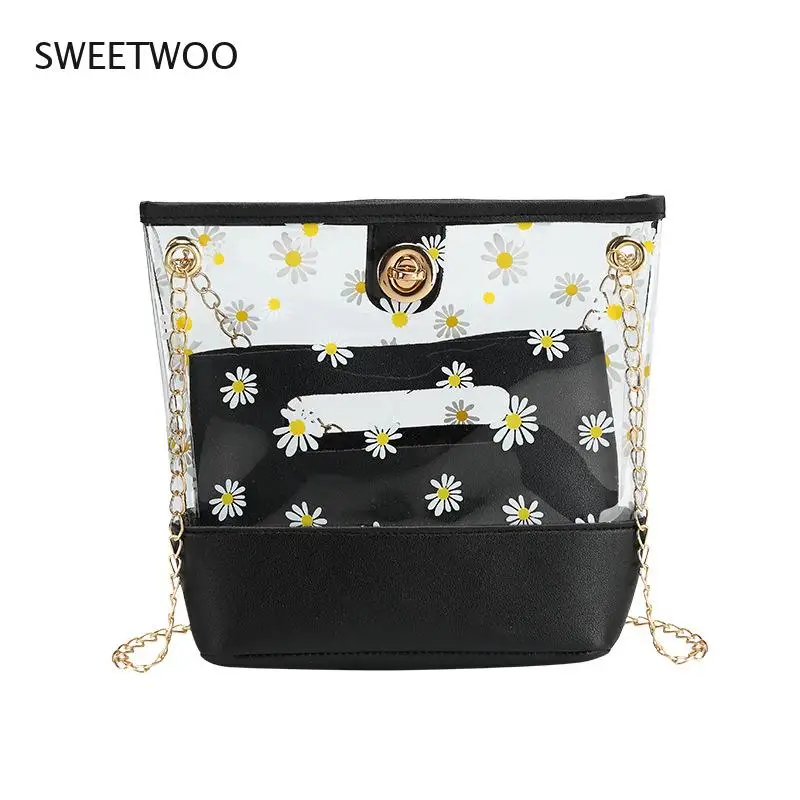

Women Underarm Crossbody Bags Transparent Printed Mother-And-Child Bag Daisy Chain One-Shoulder Messenger Bag Handbag Female