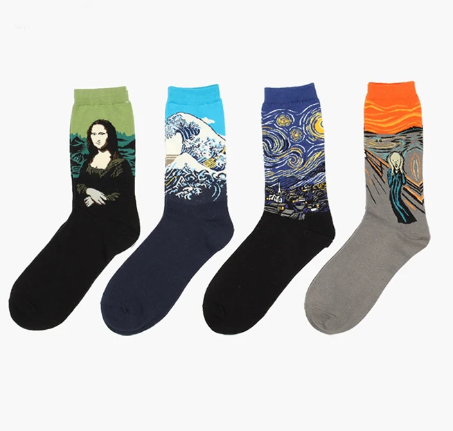 Cotton Socks Men Starry Night Winter Retro Women Personality Art Van Gogh Socks Oil Painting Socks Funny Happy Socks Male socken
