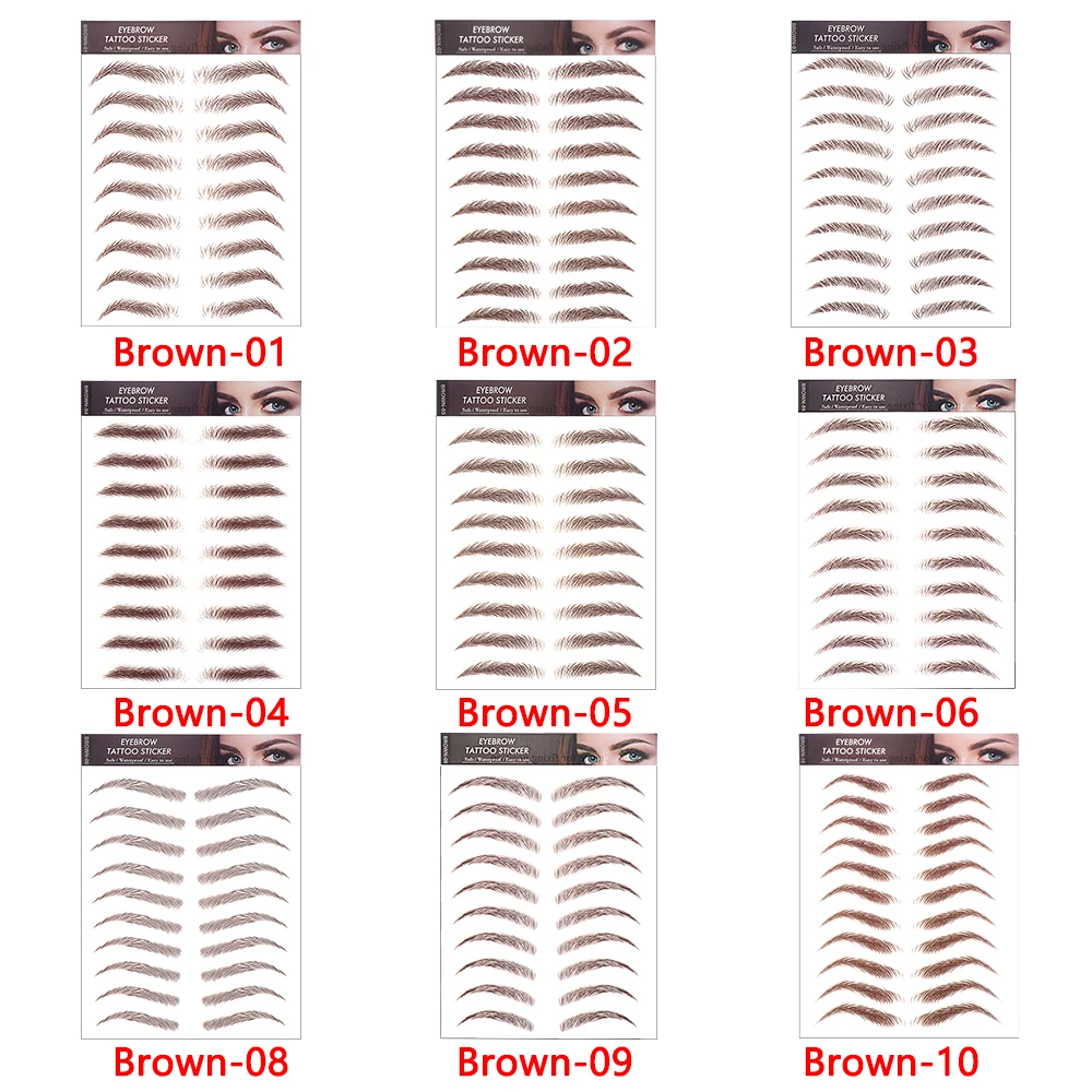 1 шт. Bionic 6D коричневая татуировочная наклейка для бровей Полуперманентная