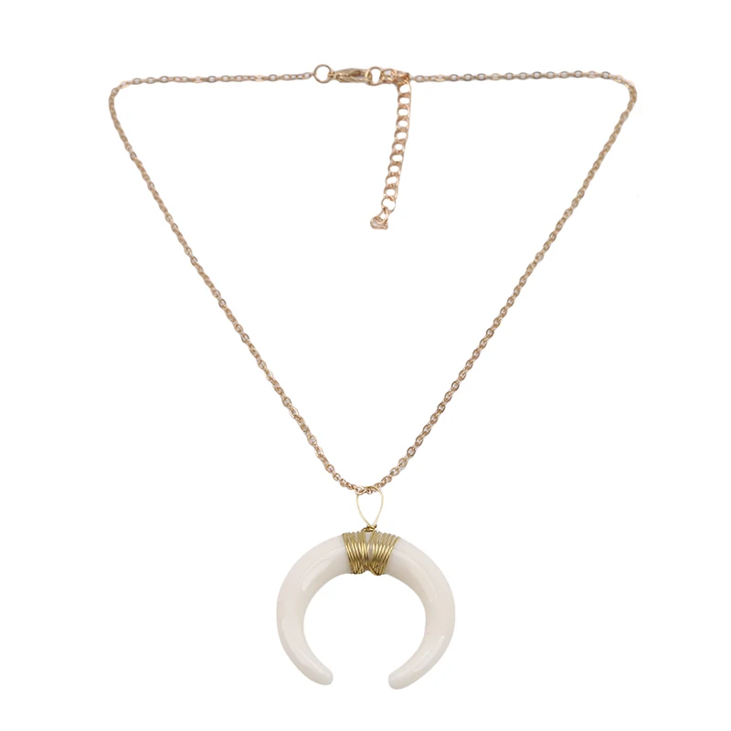Простой дизайн белый слоновой кости костяной рог кулон ожерелье для женщин