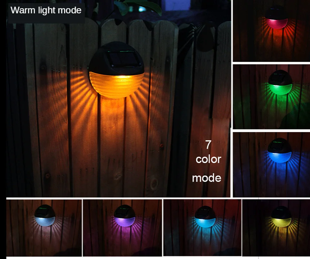 

8pcs LED Solar Power Wall Mount Light Outdoor 7 Color Waterproof LED Garden Yard Fence Lamp Corrugated Solar Sconce Wall Light