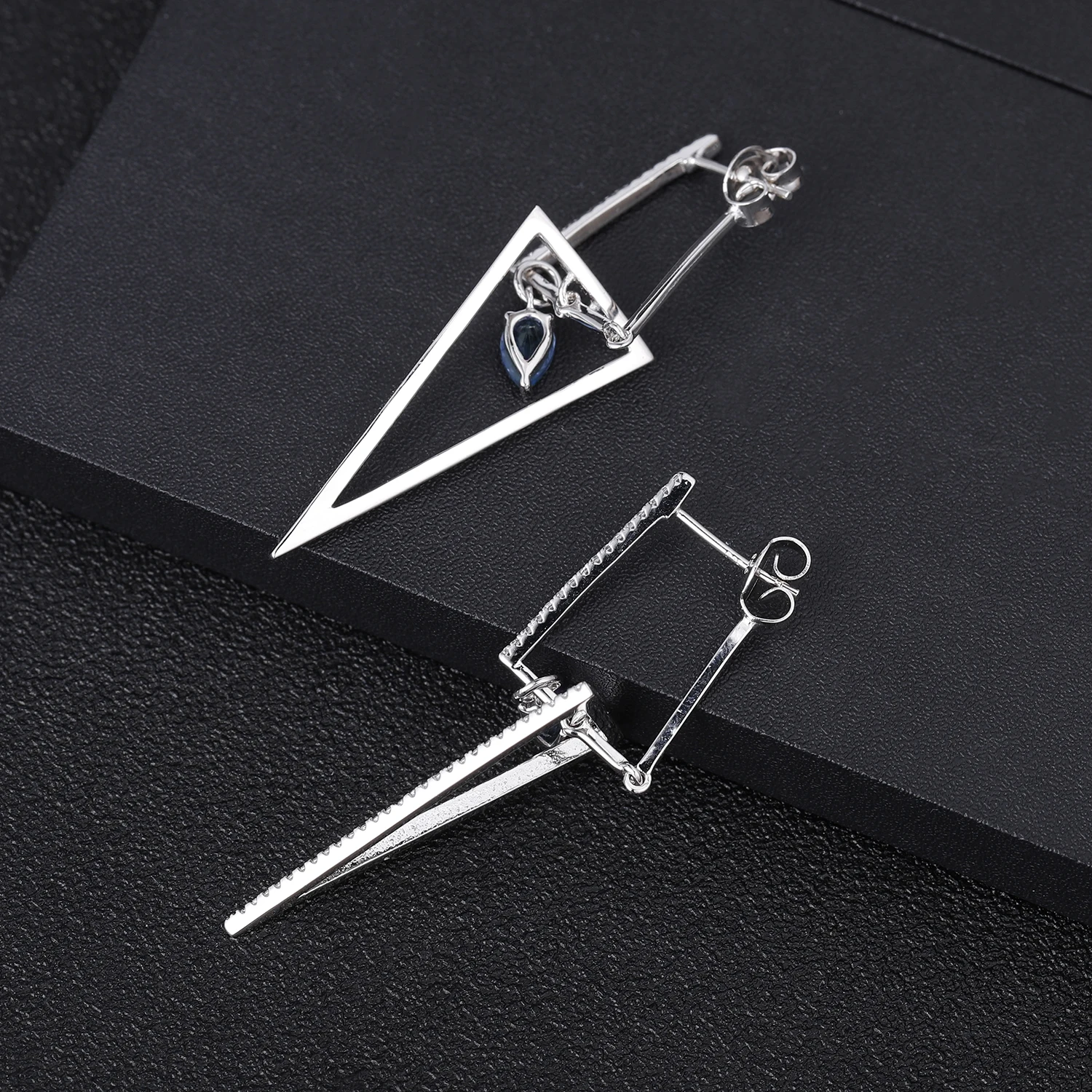 Серьги подвески женские из серебра 925 пробы с натуральным голубым