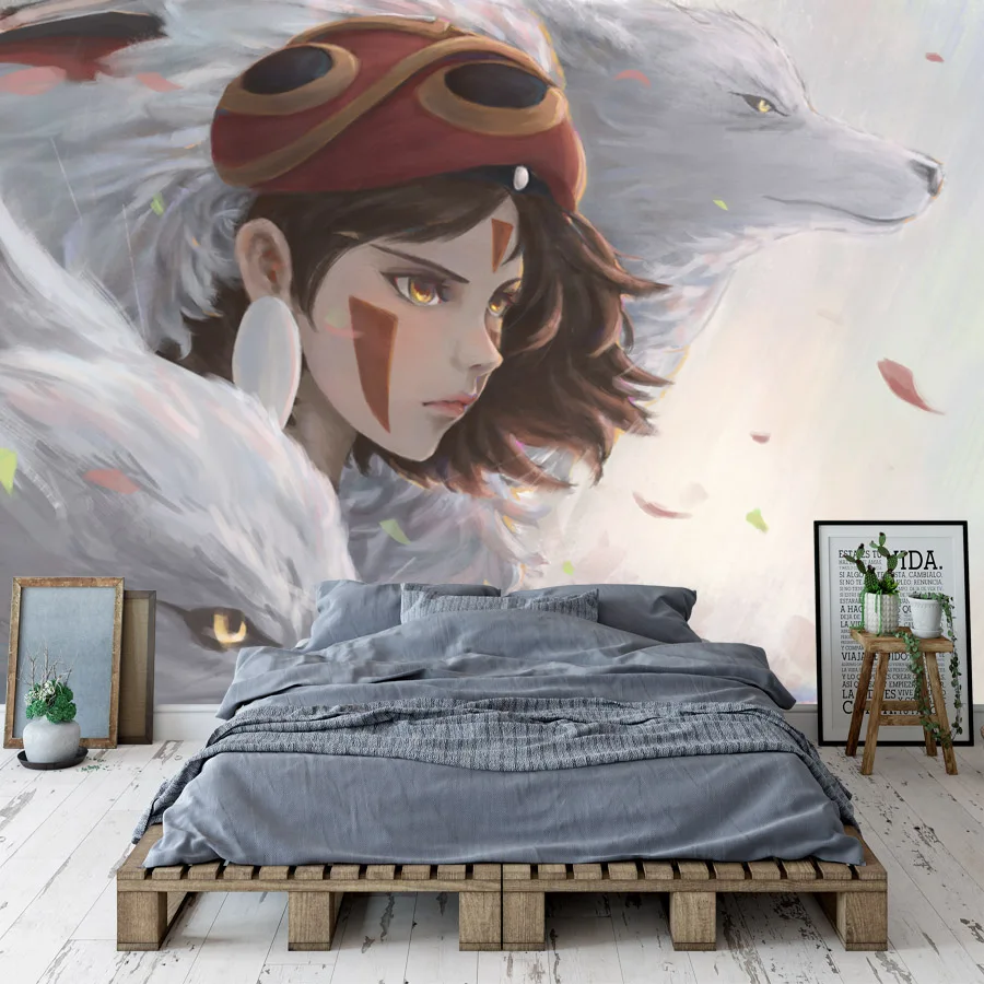 Обои принцессы Мононоке на заказ объемная большая роспись японское аниме фото