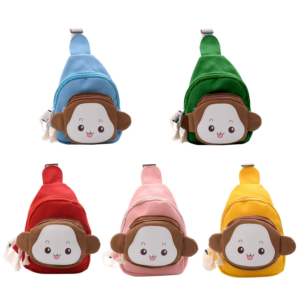 

Cartoon Monky Canvas Shoulder Chest Bags Coin Purse Children Cute Crossbody Backpack Satchel Baby Diaper Bag
