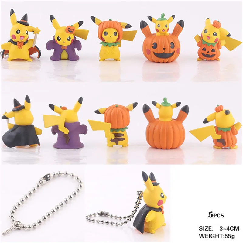 

Брелок для ключей Bikachu серии Хэллоуин с покемоном, 5 шт., модели Kawai, игрушки, креативные подарки для детей на Хэллоуин, Рождество, новая модель