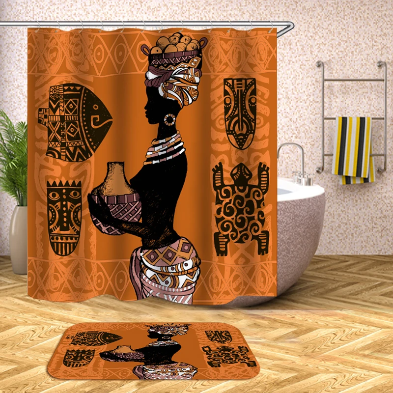 

African shower curtain bathroom waterproof polyester fabric curtain shower bath curtain