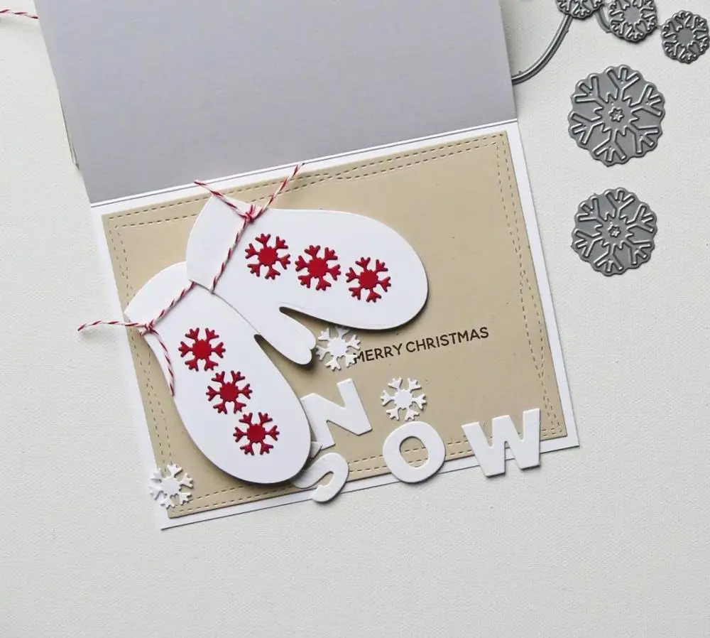 Маи Рождественские перчатки и снежинки металлические режущие штампы трафареты