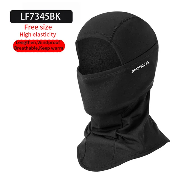LF7345BK ROCKBROS лыжные головные уборы, ветрозащитные нагрудники для катания на лыжах, сноуборде, шеи, теплая маска для лица, для снежного спорта, для велоспорта, головные уборы, лыжная шапка для мужчин и женщин - Цвет: LF7345BK