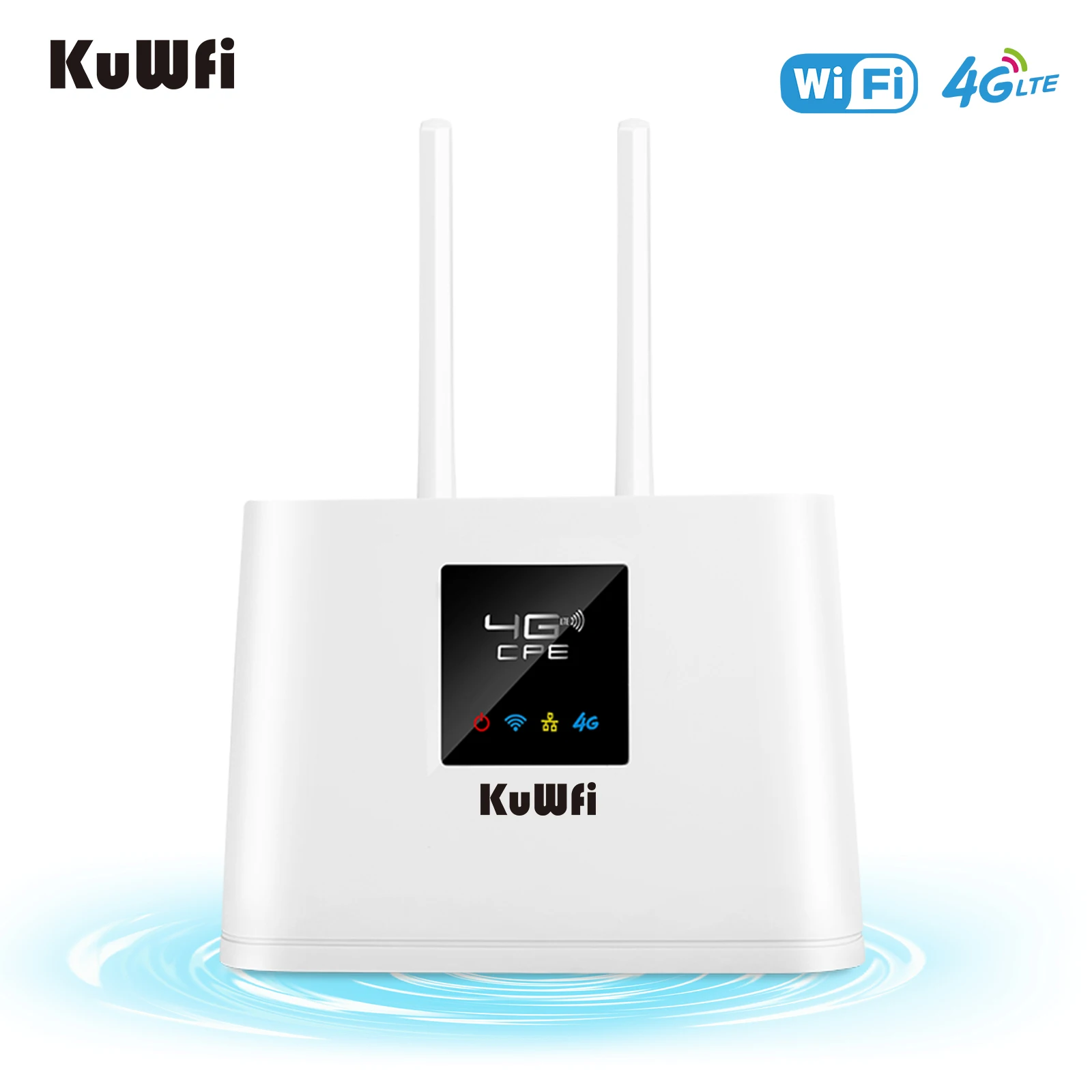 

KuWFi 4G LTE CPE Router 150 Мбит / с Глобальный разблокированный беспроводной WiFi 4G-маршрутизатор с 2 внешними антеннами Порт WAN / LAN Слот для SIM-карты