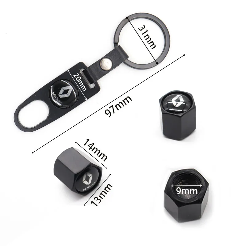 

3D metal car styling wheel tire valve cover distribution small wrench can also be used as a key ring suitable for Renault- logo