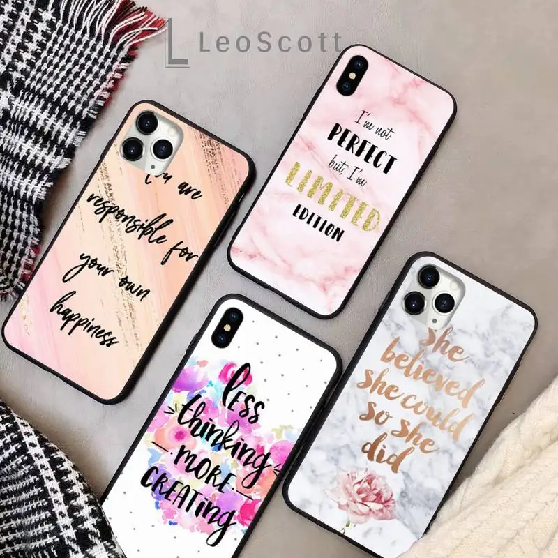 

fashion Pink marble text Phone Case for iPhone 11 12 pro XS MAX 8 7 6 6S Plus X 5S SE 2020 XR Soft silicone