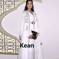 White Moroccan Kaftan Mother of the Bride Dresses Appliques Evening Dress Vestido de Renda Groom Mother Formal Party Dress