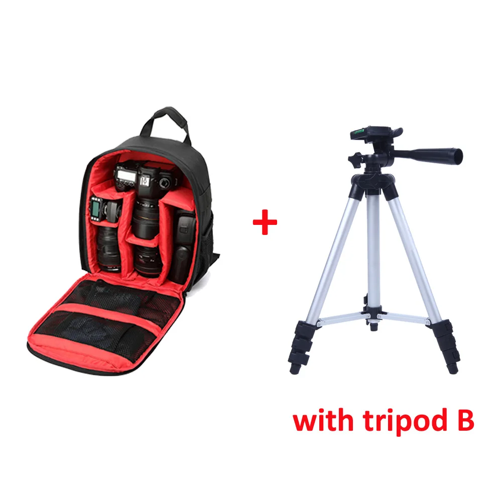 Red with Tripod B Сумка для камеры водонепроницаемый рюкзак для DSLR камеры для Canon Nikon sony DSLR камеры s объектив вспышки штатив другие аксессуары Новинка - Цвет: Red with Tripod B