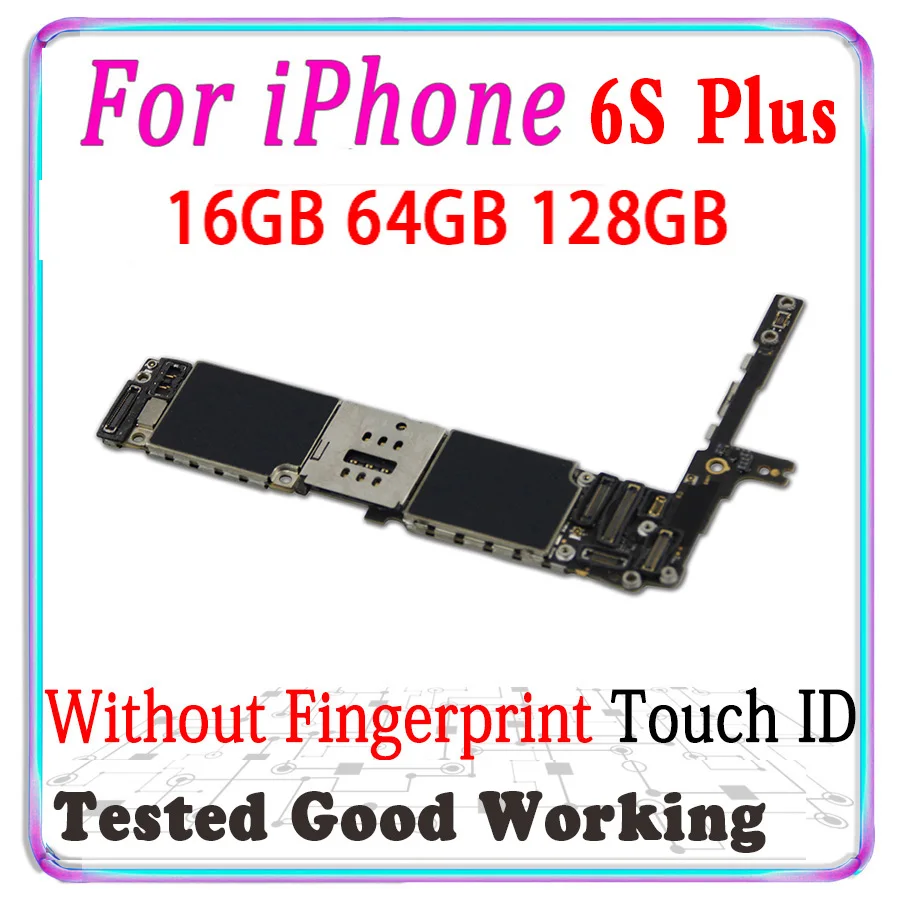 Бесплатный iCloud разблокированный MB для iPhone 6S Plus материнская плата с Touch ID Черный