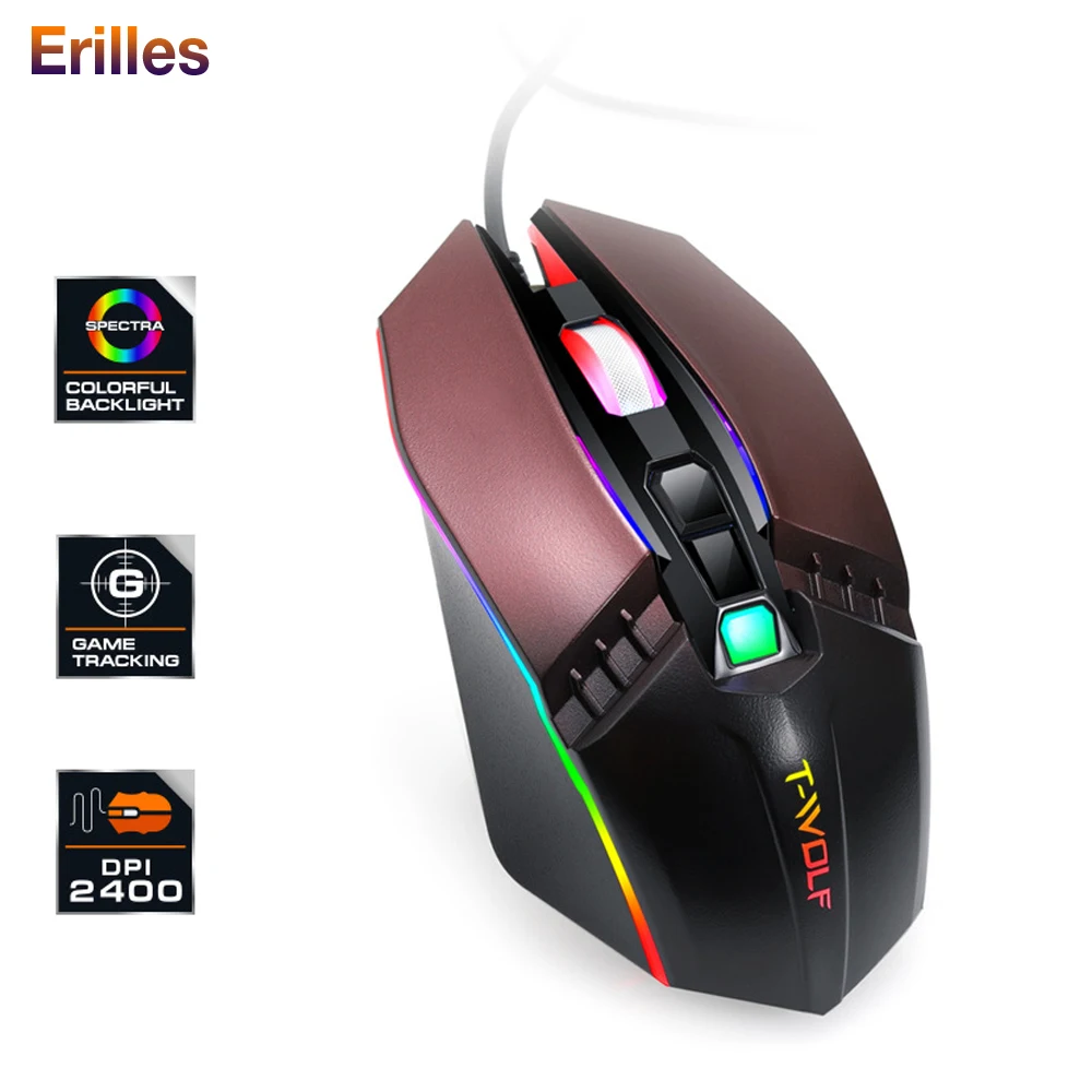 Профессиональная игровая RGB светящаяся мышь 2400DPI ПК компьютер USB проводные мыши
