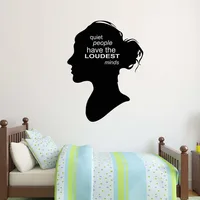 Life Wall Decal Quotes People Have The Loudest Minds Vinyl Sticker Living Room Bedroom Home Decor Woman Silhouette Mural M774