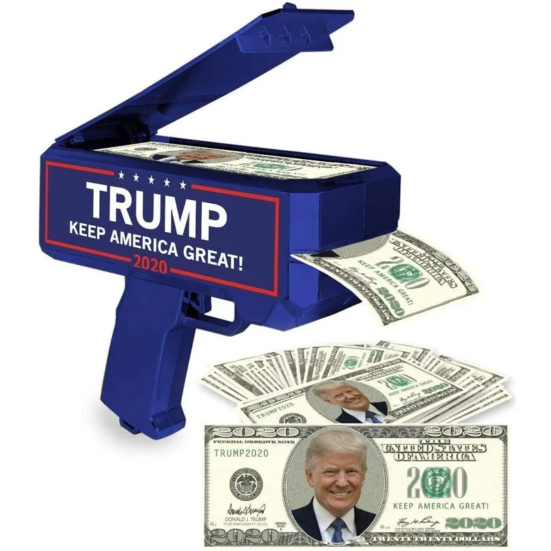 Поддельные бумажные деньги Трампа 2020 с денежным пистолетом Make It Rain 100 долларов