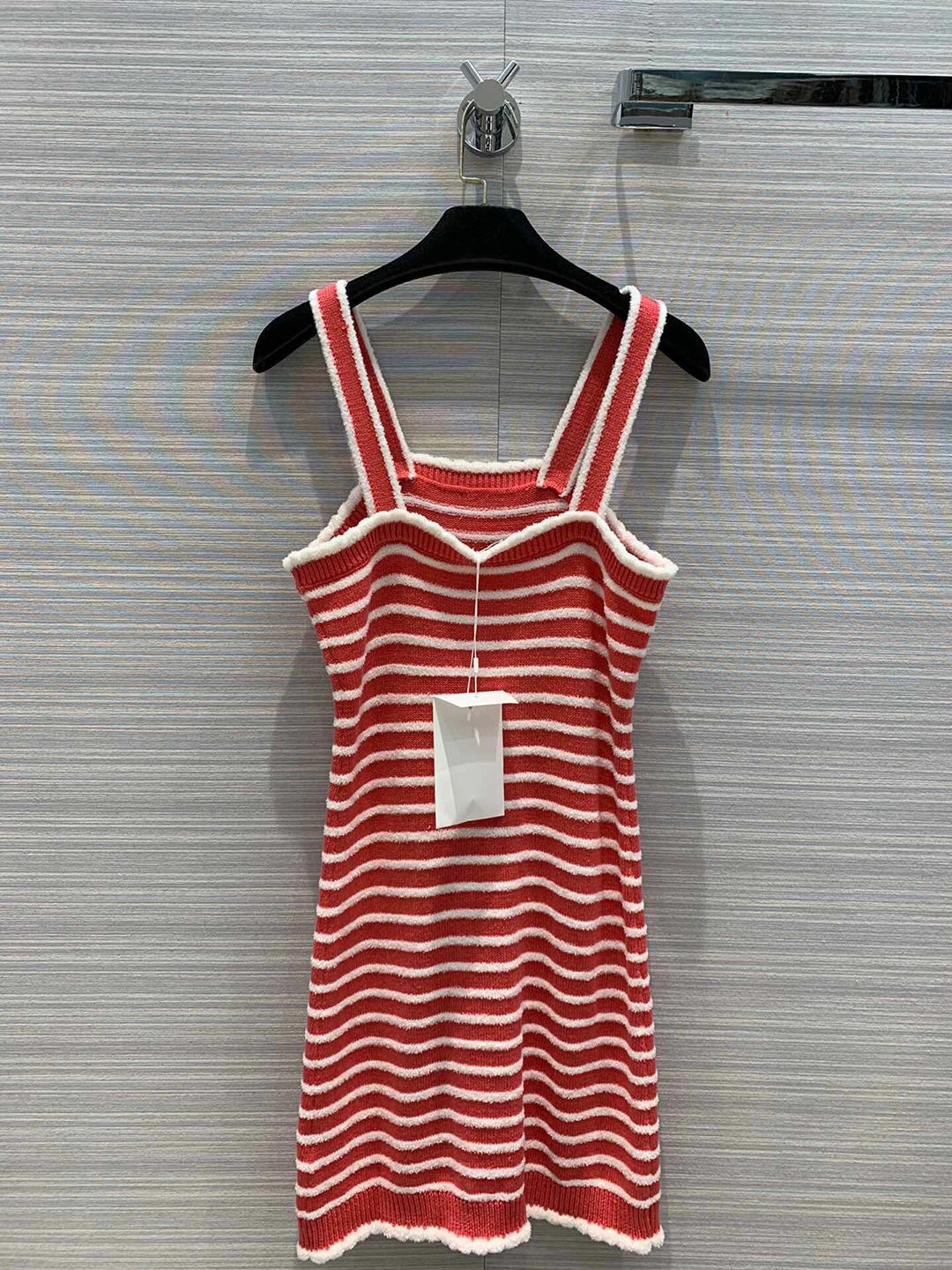 

98% cashmere straps women 2020 new spring summer runway design red white stripes sleeveless bandage dress sweet dresses