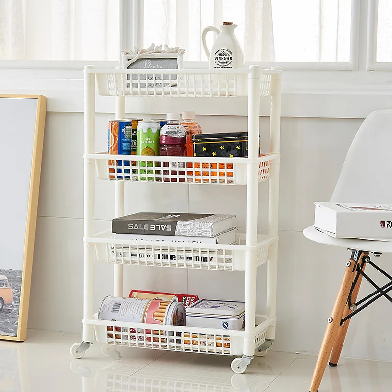 4-уровневый стеллаж для кухни ванной комнаты со съемными колесами тележка на