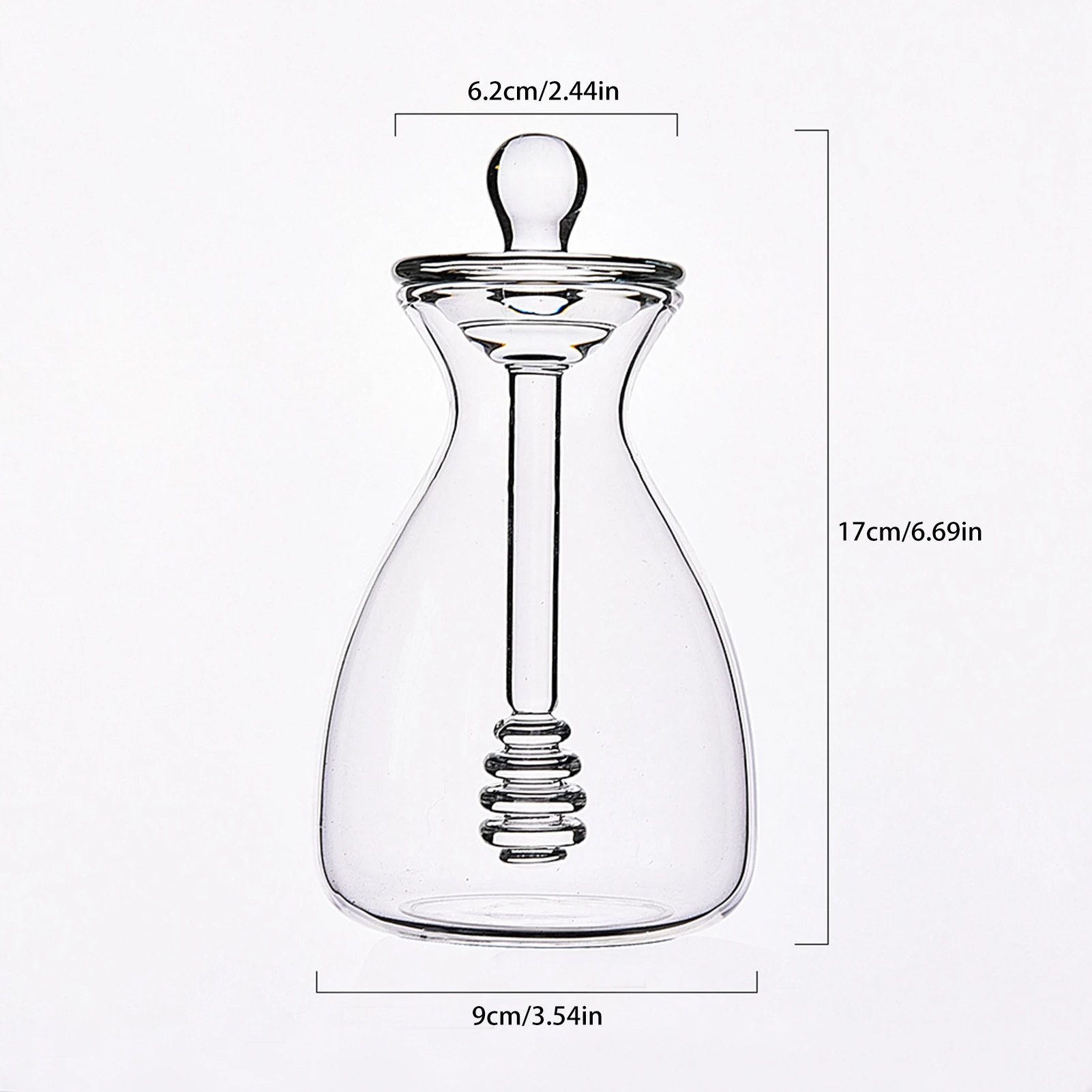 

500ML Handmade Honey Jar With Dipper Glass Kitchen Gadget Elegant Honey Pot With Lid Solid Stirring Rod