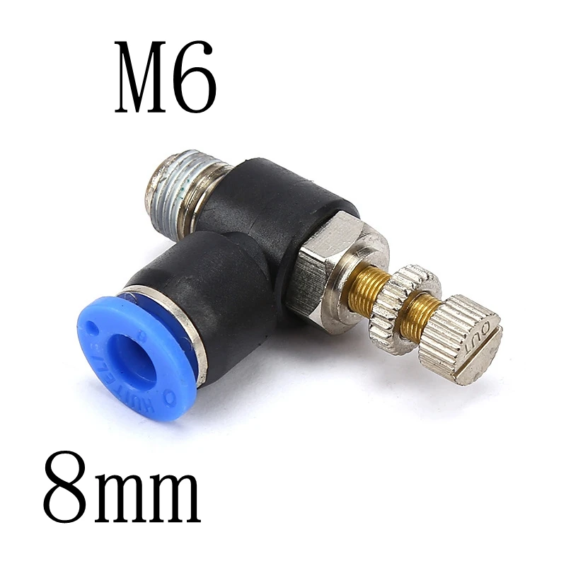 SL8-M6 4 мм 6 мм 8 мм 16 мм трубка для M5 M6 1/" BSP Мужская резьба воздуха Пневматический регулятор скорости потока газа воздушный поток ограничительный клапан фитинг трубы - Цвет: SL8-M6