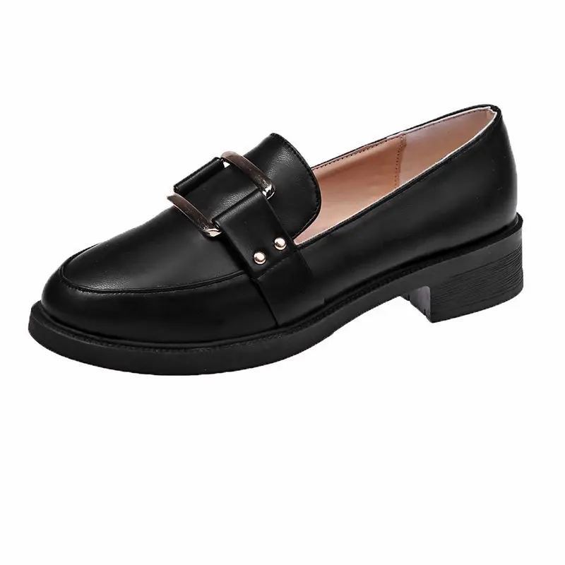 

Shoes Woman 2021 Shallow Mouth Round Toe Oxfords Female Footwear Casual Sneaker British Style Slip-on Autumn Modis Loafers With