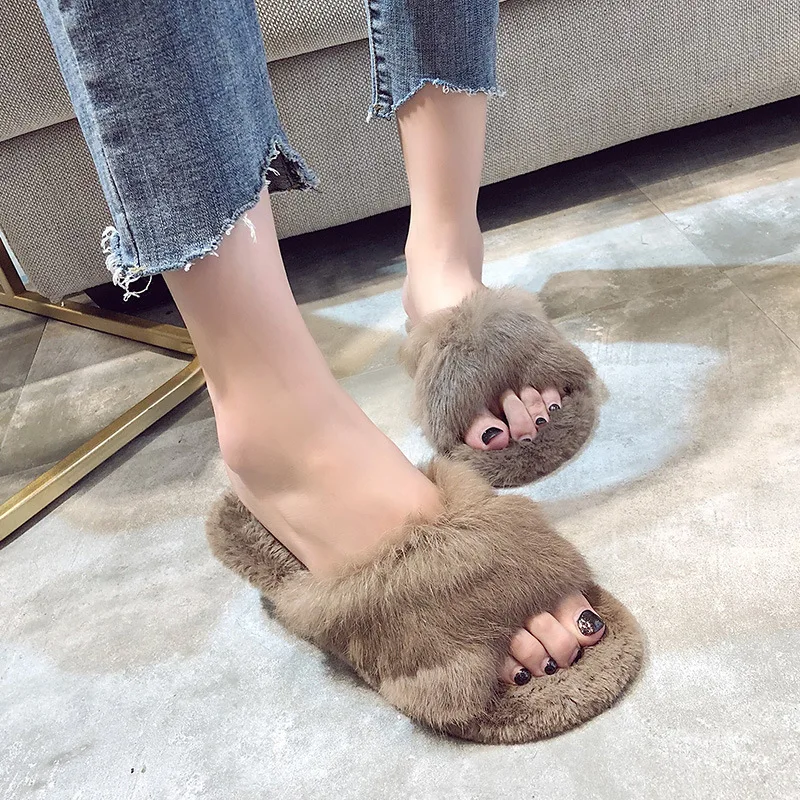 Цветные натуральные Тапочки из овчины модные зимние женские домашние тапочки