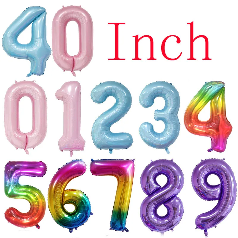 Воздушные шары из фольги в виде градиентных цифр 40 дюймов | Дом и сад