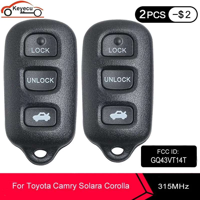 KEYECU 2 шт./лот 3 + 1 кнопки дистанционного ключа Fob для Toyota Camry 2002-2006 Solara 2002-2003 FCC ID: GQ43VT14T