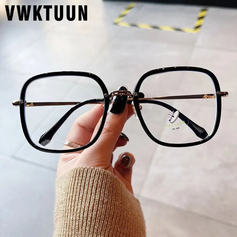 

VWKTUUN Oversized Big Square Eye Glasses Frames Women Men Optical Glasses Frame Myopia TR90 Frame Blue Light Blocking Glasses