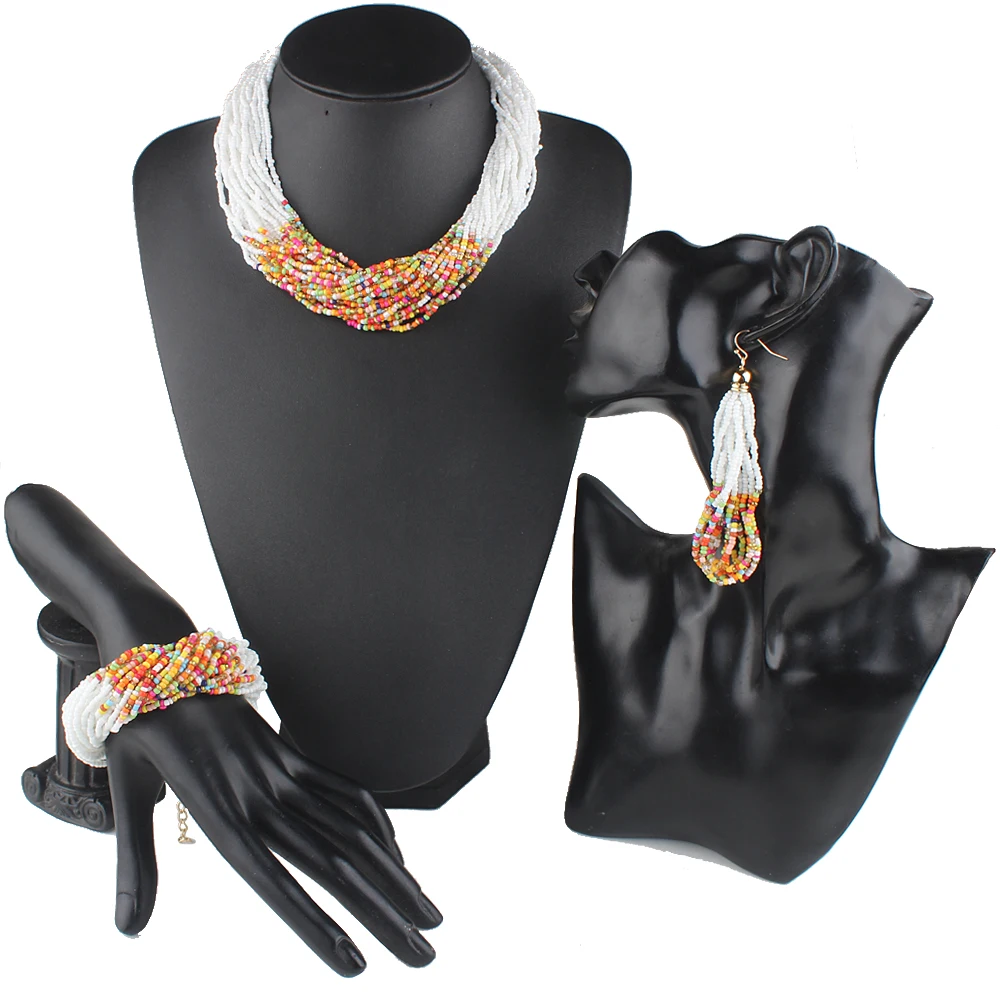 Женский комплект из колье и серёг Claire Jin многослойный короткий чокер с маленькими