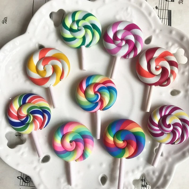 10 шт. миниатюрный спиральный Радужный леденец цветной яркий Крем Сахар случайный