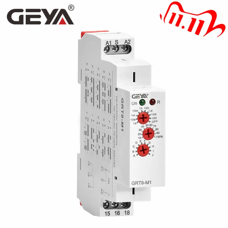 Бесплатная доставка Многофункциональное реле времени GEYA Φ Din Rail 230 В переменного