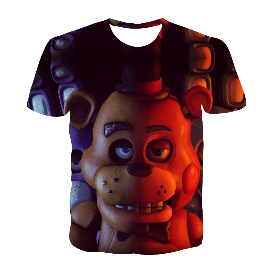 

2021 Freddie 4-14T Years kids t shirt Five Nights 3D printed t-shirts boys girls fashion short sleeve FNAF Child Birthday gift