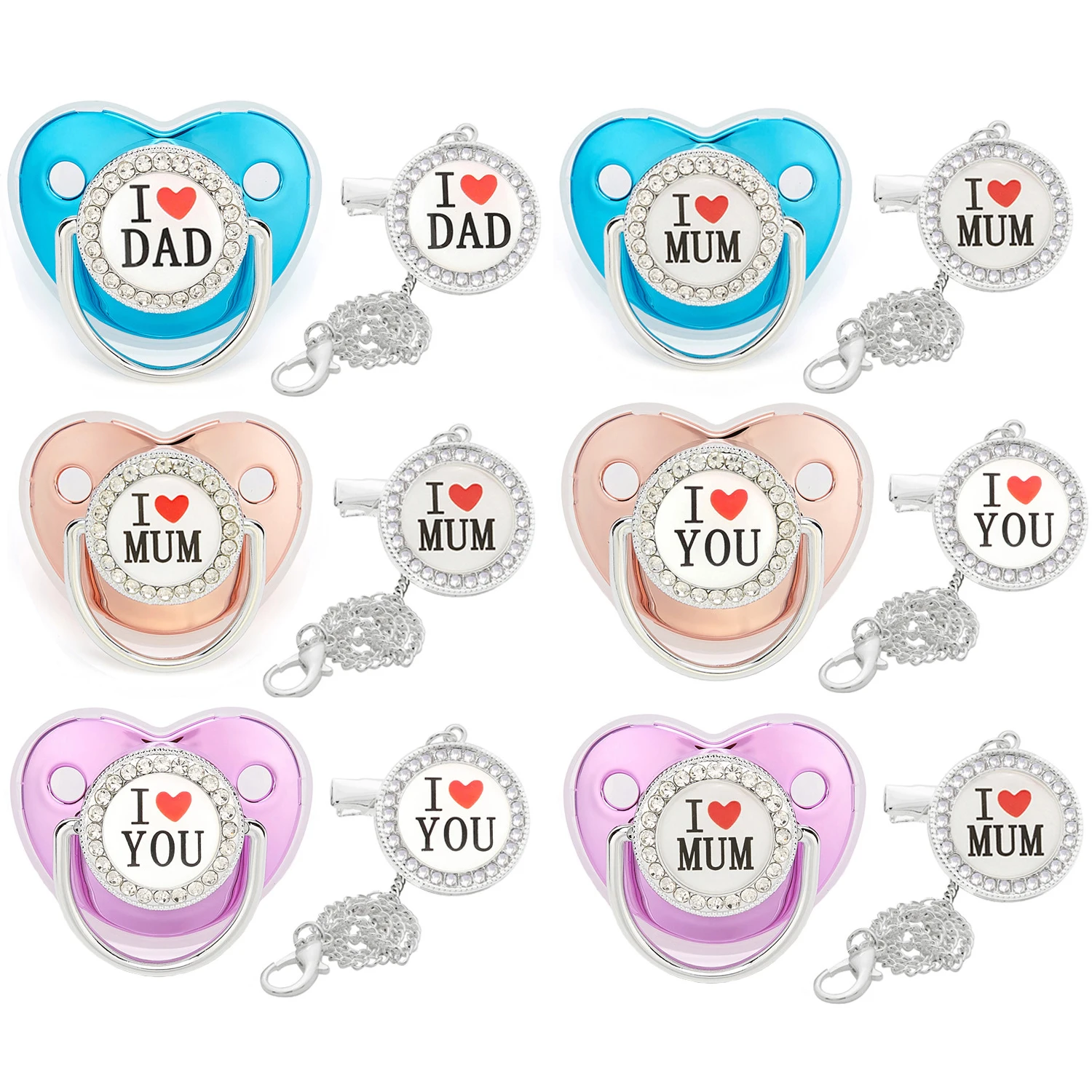 2022 синяя Роскошная цепочка с зажимами для соски-пустышки новорожденных без