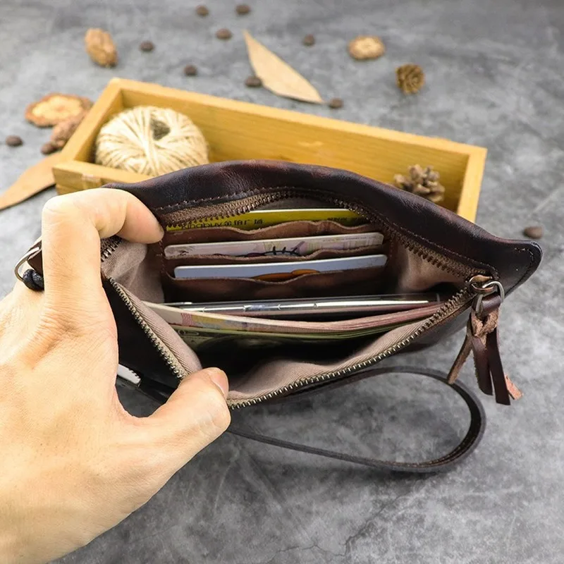 

Business Retro Large Capacity Portable Dark Cell Phone Bank Card Handbag