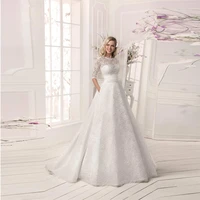 custom vestido de noiva a line three quarter sleeve with detachable jacket 2018 lace bridal gown mother of the bride dresses