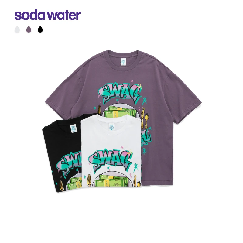 Женская футболка оверсайз SODAWATER уличная одежда в стиле хип-хоп с принтом SWAG