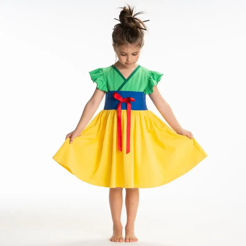 Мулан костюм платье принцессы Twirl Хлопковое Twirly мир косплей | Детская одежда и