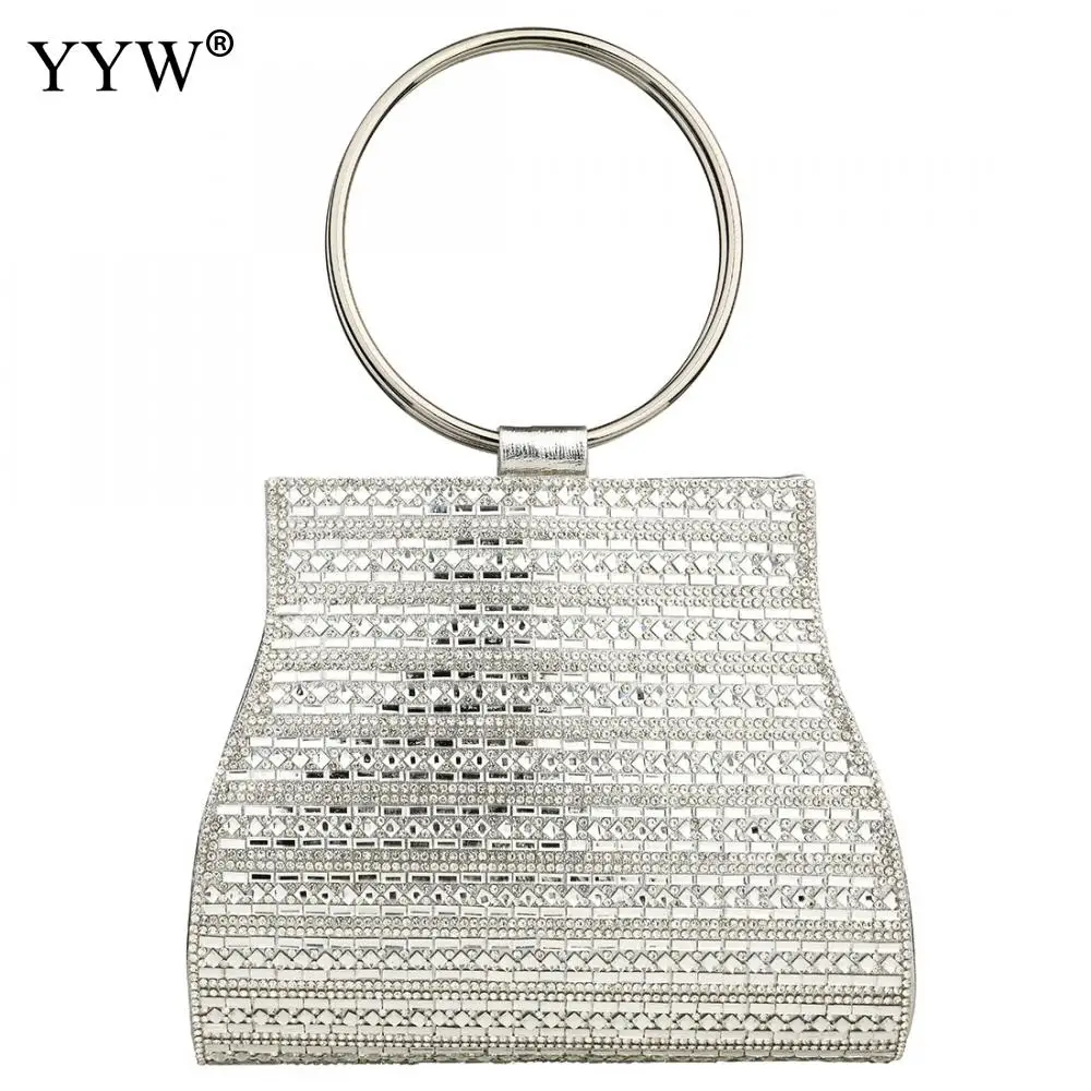 silver YYW сумки для женщин Европейская мода круглая ручка сумочка мини вечерняя сумочка клатч золотого цвета свадебные сумки Клатчи - Цвет: silver