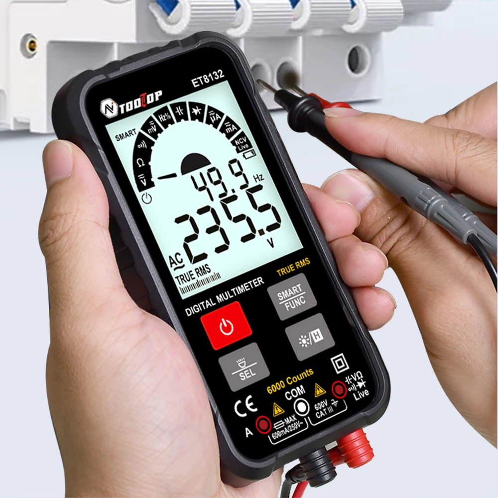 

TOOLTOP ET8132 Intelligent Digital Multimeter AC DC Voltage Current Resistance Frequency Capacitance Meter Multimeter Digital