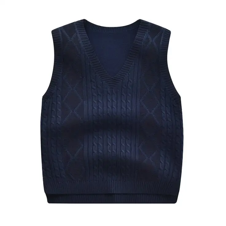Хлопковый вязаный жилет без рукавов с v-образным вырезом для маленьких девочек и