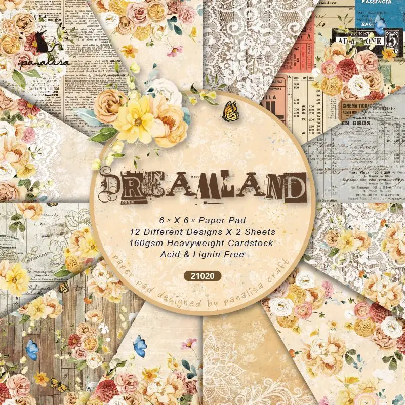 

Бумага для скрапбукинга Dreamland, упаковка из 24 листов, бумажная подкладка для фона ручной работы 21020