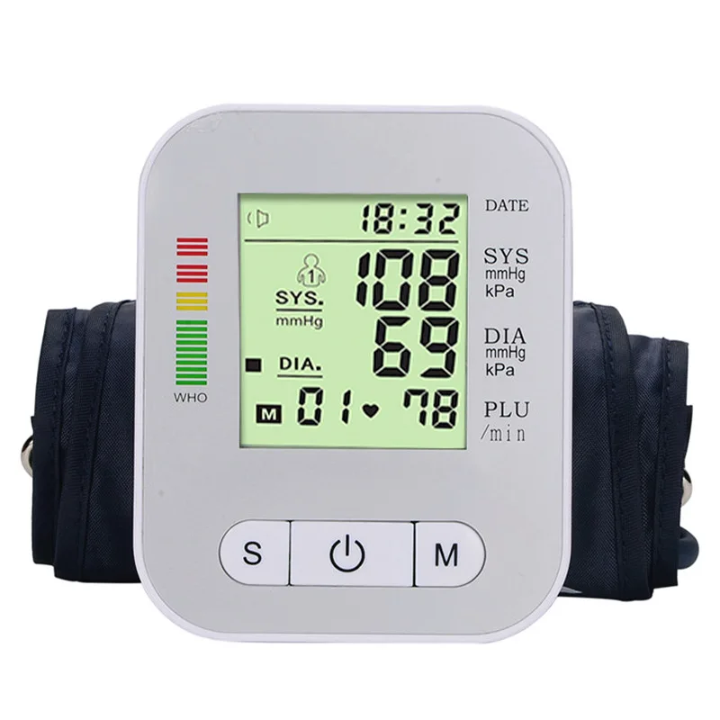 

Medical Household Digital Upper Arm Cuff Blood Pressure Pulse Heart Rate Tonometer Home Portable Sphygmomanometer Monitor Meter