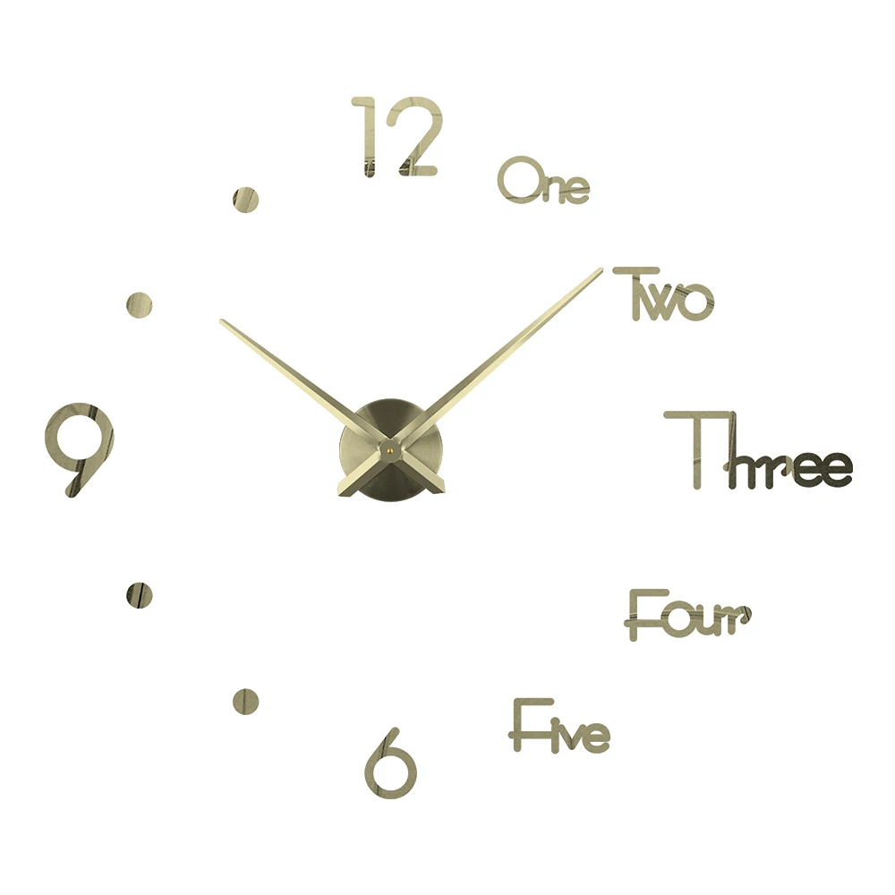 

2021 New 3D DIY Large Wall Clock Modern Design Wall Sticker Clock Silent Home Decor Living Room Acrylic Mirror Nordic Wall Clock