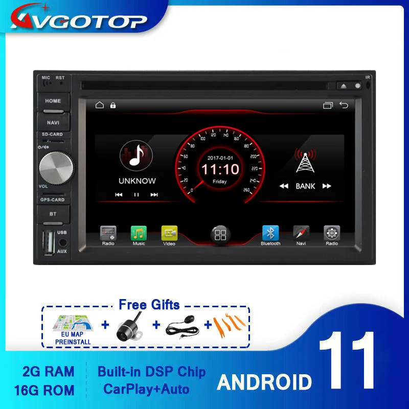 AVGOTOP Android 11 Wince автомобильный DVD-плеер мультимедийный для универсального